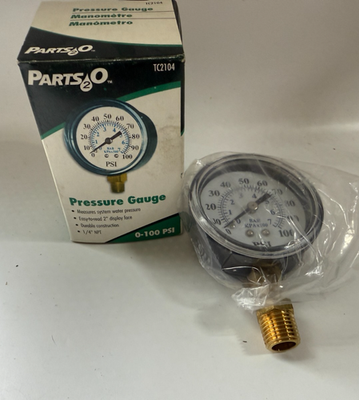 #ad Parts2O Pressure Gauge TC2104 0 100 PSI 2quot; Dial 1 4quot; NPT Water System Meter $12.00