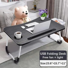 Laptop Bed Desk Foldable Portable Laptop Table Breakfast Tray Stand Stable
