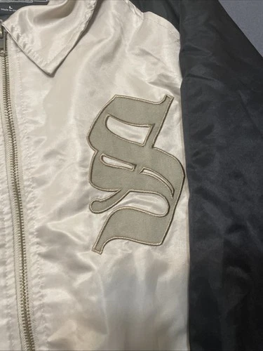 Brooklyn Cloth Flame Bomber Crème & Black Patches Varsity. Men’s LG image 4