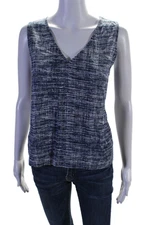 H By Halston Womens Sleeveless V Neck Pullover  Tank Top Blue Black Size Small
