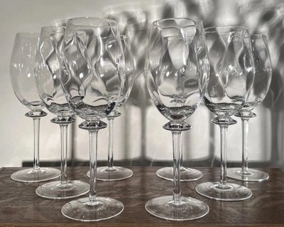 WOW 8 Abigail Romanza LARGE Wine Glasses Blew Optic Lead Crystal 24oz~Argyle