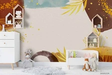 3D Golden Shades Leaves Background Self-adhesive Removeable Wallpaper Wall Mural