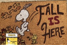 Peanuts Snoopy, Woodstock Fall is Here Coir Door Mat 18 X 28 NEW Fast Ship.