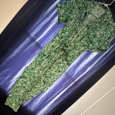 Zara Green/White Floral Zip-Front Belted Coll...