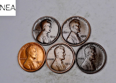 1912+1913+1914+1915+1916 Lincoln Wheat Penny Cent Set/Lot ~ Fine-XF ~ ZWL94