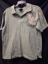 Hurley Men's Green M Short Sleeve Polo Shirt Graphic Print Logo Button