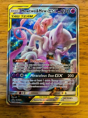 NM! Mewtwo & Mew GX SM191 Sonne & Mond Tag Team Alt Art Promo Pokemon Karte!
