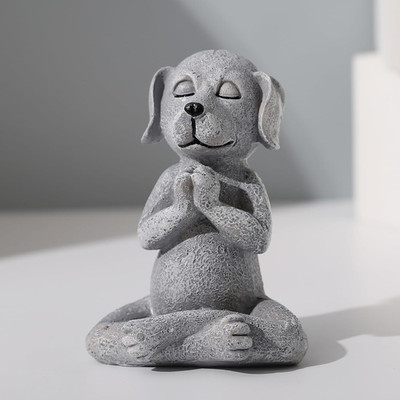 Meditating Buddha Dog Statue, Resin Yoga Dog Figurine, Cute Funny Zen Animal Tab