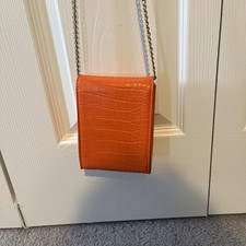 Orange Crocodile Embossed Small Crossbody Bag...