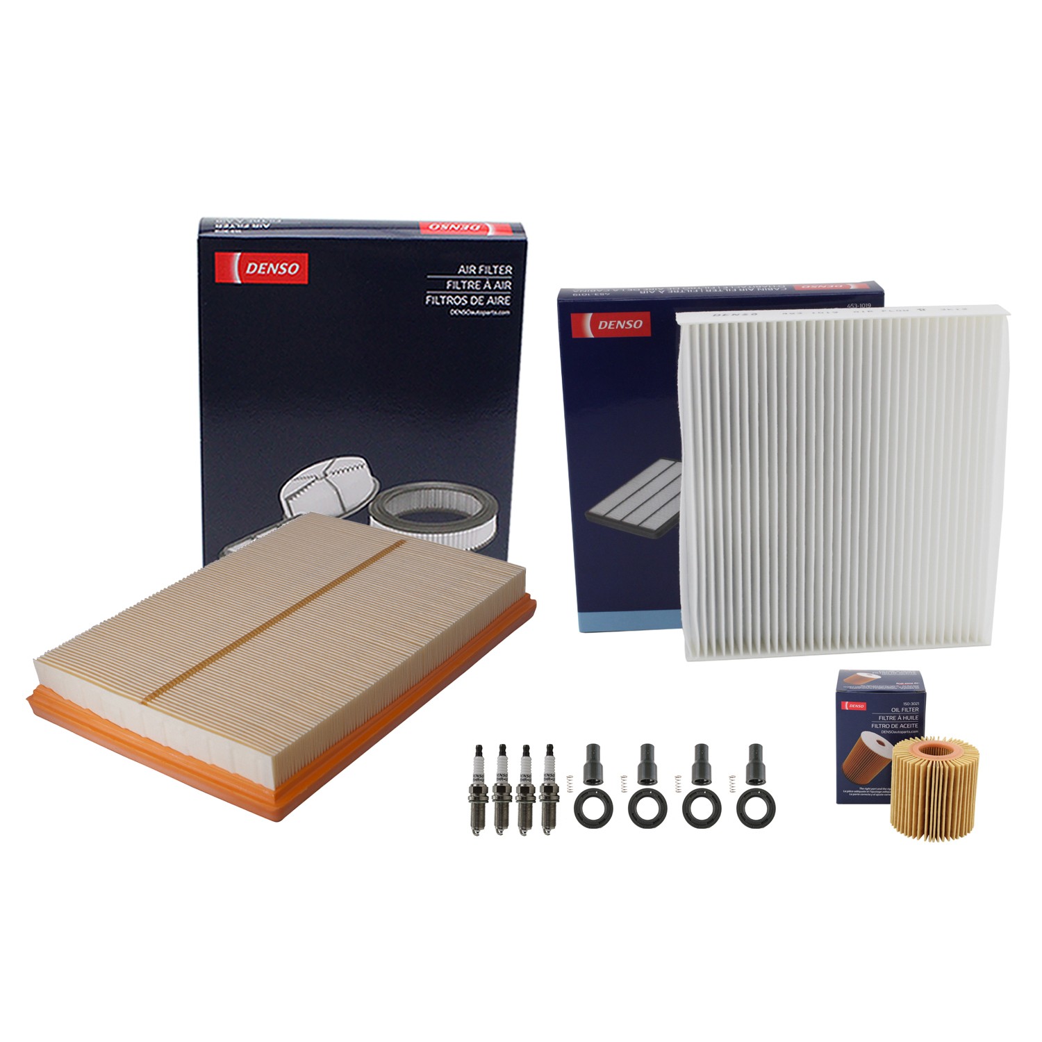 Denso Tune Up Kit 4 Spark Plugs and Boots Kit for Toyota RAV4 2.5L L4 2AR-FE