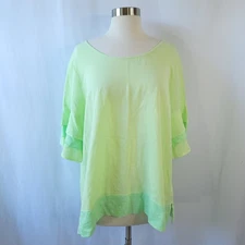 Soft Surroundings Oakleigh Triple Tiered Sleeve Top Blouse Green Size Large