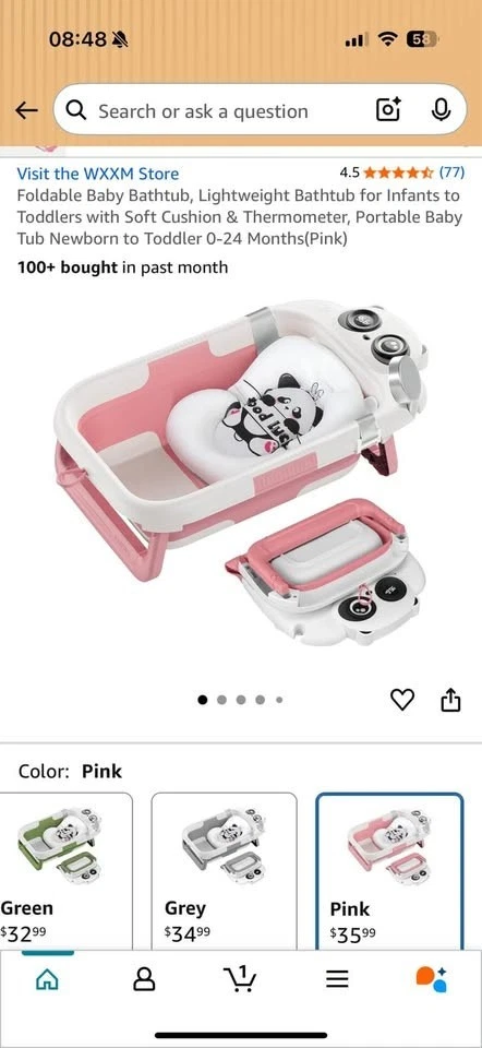 Foldable Baby Bathtub - Pink panda