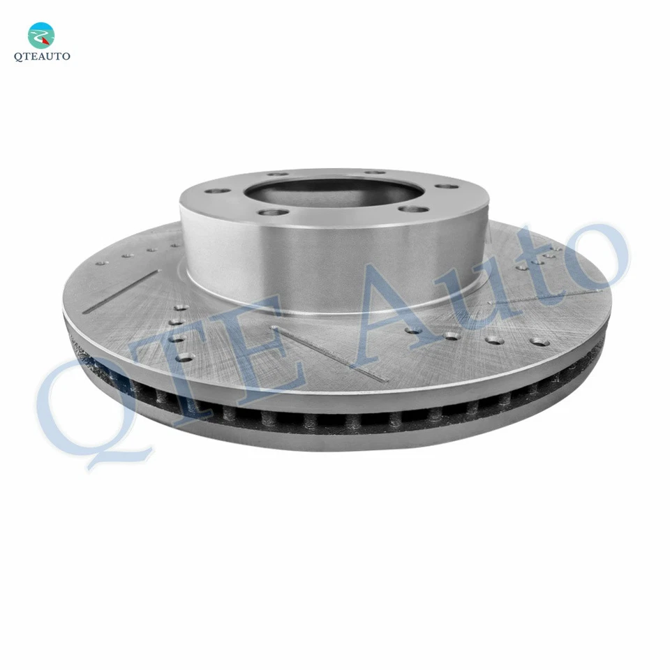 Передние перфорированные дисковые тормозные диски с прорезями 319 мм для Toyota Tundra 2000-2006 годов выпуска - Изображение 3 из 4