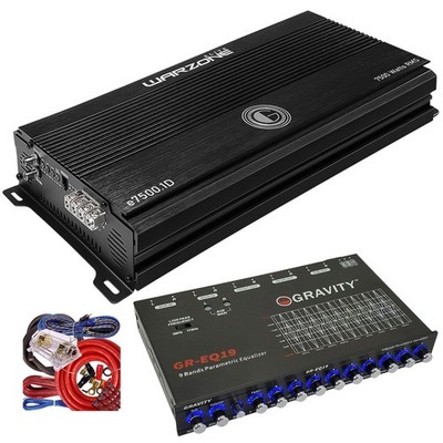 Gravity E7500.1D Warzone 7500W Car Amplifier + GR-EQ19 Equalizer & Wiring Kit