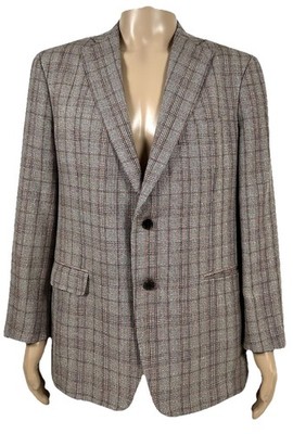 BROOKS BROTHERS Silk linen cotton tailored jacket Size: 44R Men Brown Plaid 