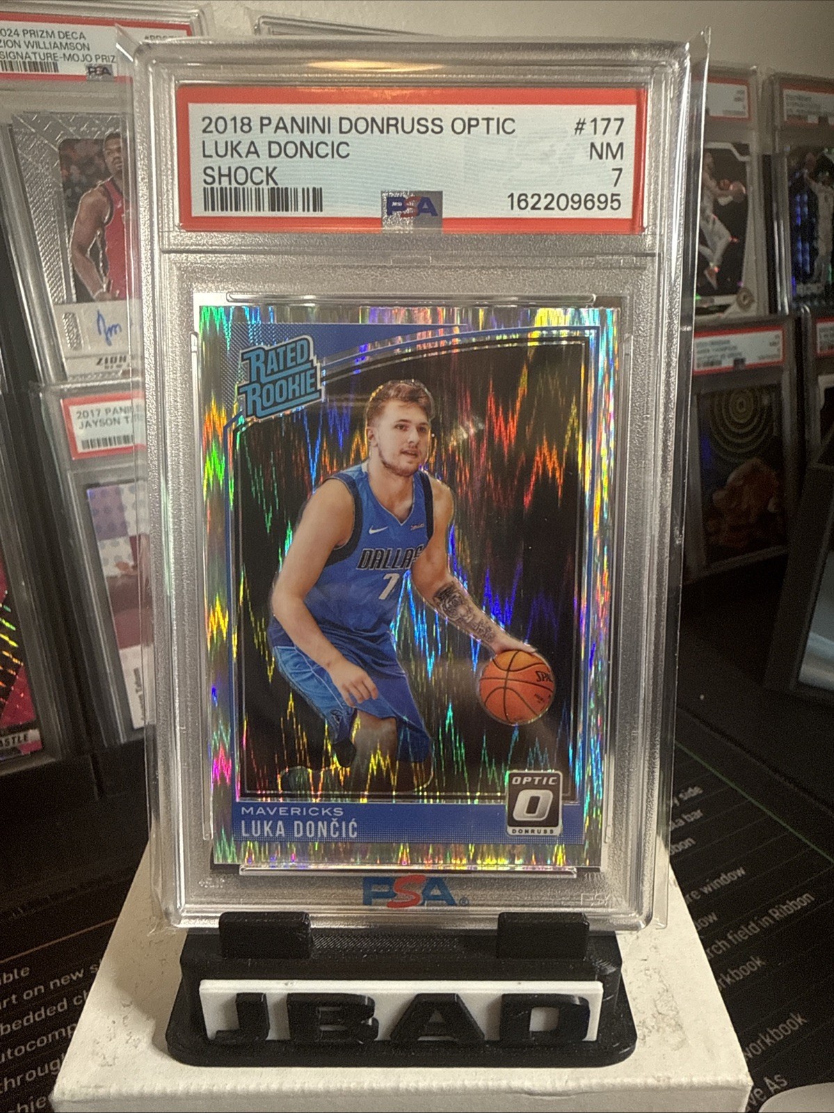2018 PANINI DONRUSS OPTIC SHOCK #177 LUKA DONCIC ROOKIE RC PSA 7 view 3
