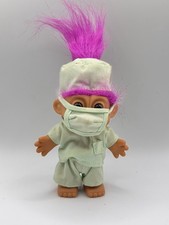 VINTAGE RUSS TROLL DOLL NURSE DOCTOR SCRUBS 1990S SURGEON TOY PINK HAIR