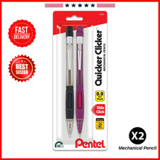 Burgundy Mechanical Pencils Pack of 2 with Comfort Grip and Eraser 0.9mm NEW