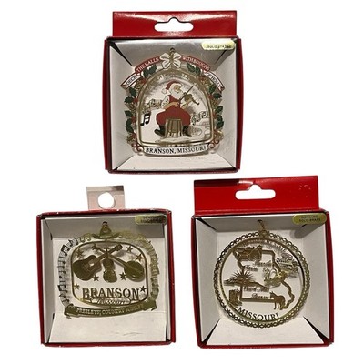 Nations Treasure Brass Branson Missouri State 3D Christmas Ornament Elvis Santa