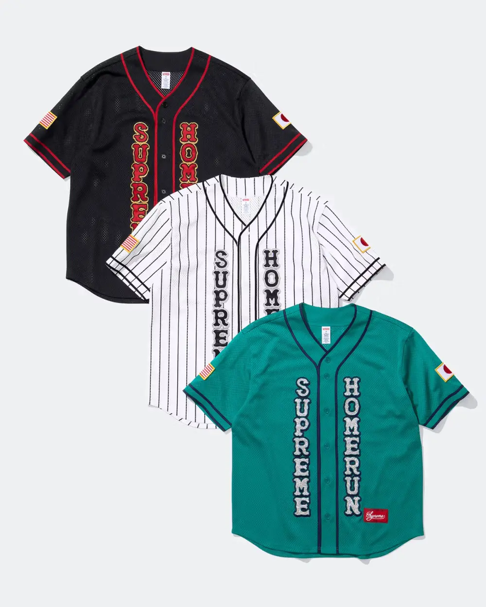 Supreme x Homerun Baseball Jersey Black Teal Stripe 3colors SS25