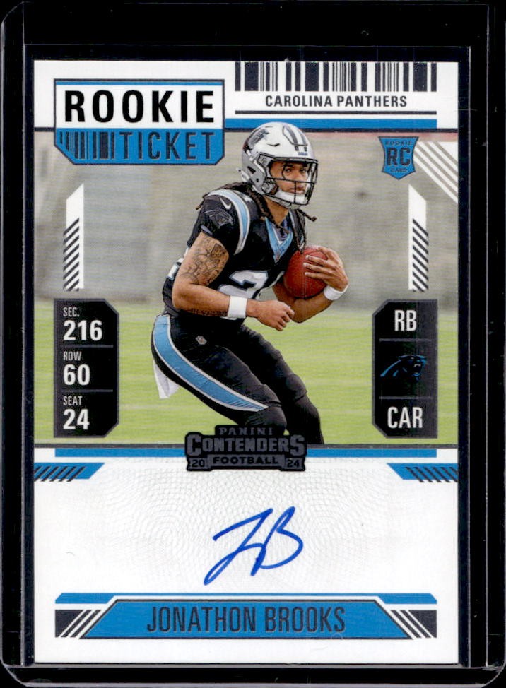 2024 Contenders Jonathon Brooks Rookie Ticket RPS Auto RC #114 Panthers