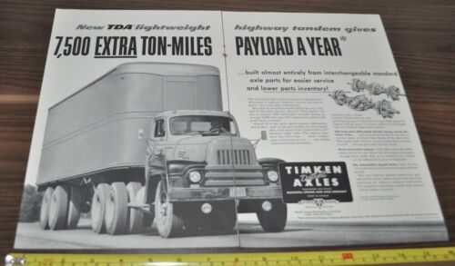 1956 International L-Line Truck Ad Timken Axles Motorola 2-Way Radio Southco - Afbeelding 1 van 2