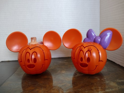 Mickey And Minnie Mouse Light Up Mini Pumpkin Set NWT 4" Halloween Disney New - Picture 8 of 10