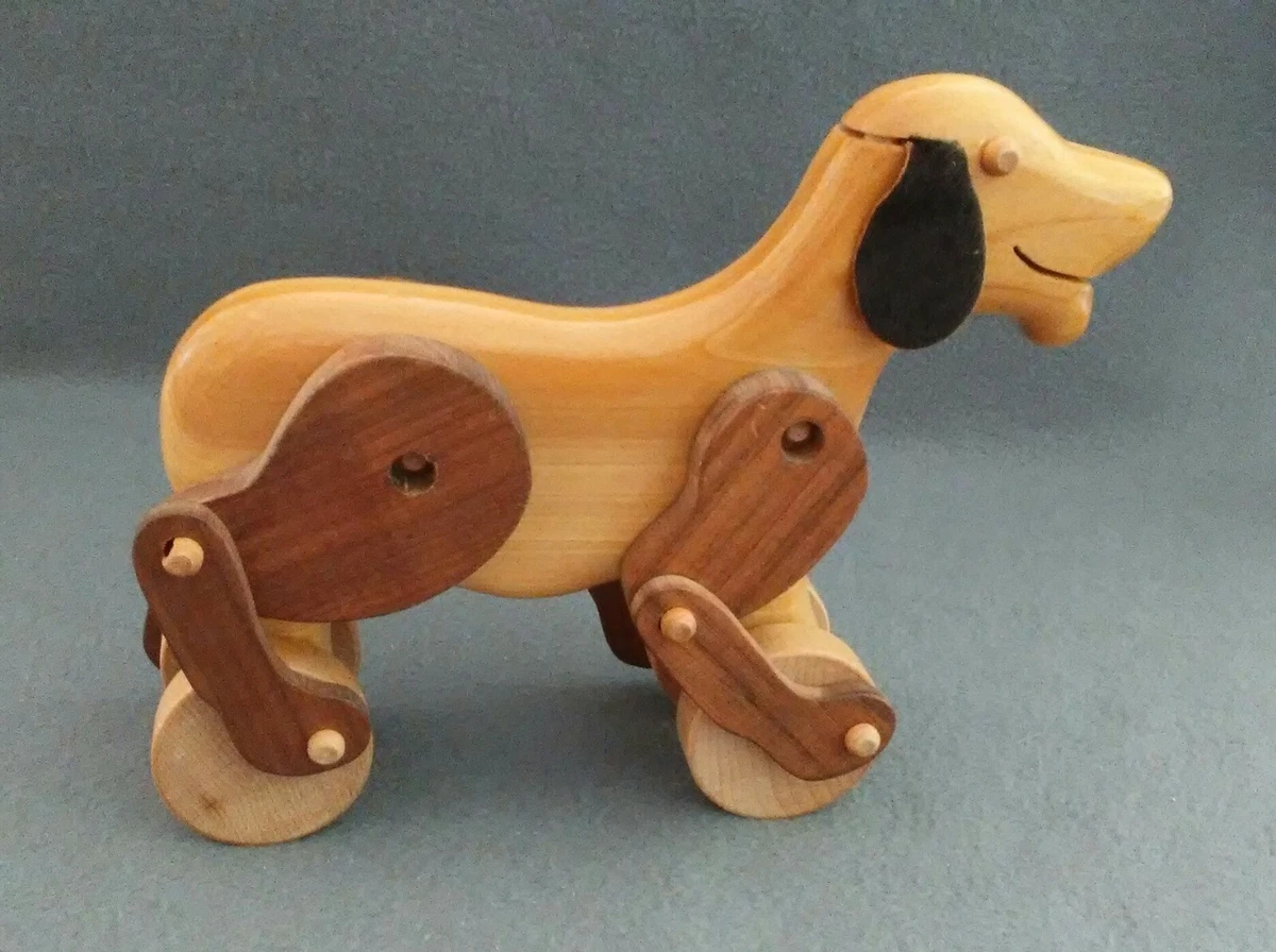 Wooden Dog Pull Toy for Kids Pull Along Toy for 1 Year Old Wooden