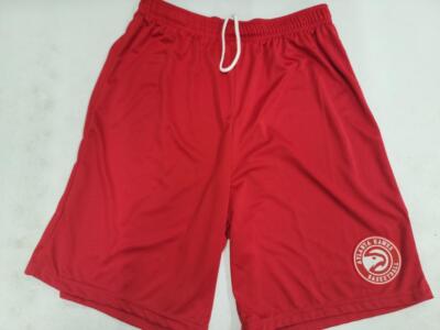 0725 Mens NBA Team Apparel ATLANTA HAWKS Polyester SHORTS Black Red Gold NEW