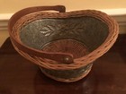 Raised Relief Metal Galvanized Tin Wicker Basket Rustic Americana Farmhouse — photo 6
