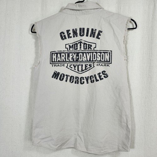Harley Davidson Vest Sleeveless Cotton Shirt Button Up Youth SZ 8-10 Motorcycle - Picture 9 of 13