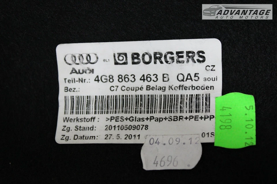 AUDI A7 QUATTRO 2012-2017 MALETERO EQUIPAJE NEUMÁTICO DE REPUESTO PISO CARGA MOLDURA CUBIERTA OEM Foto 3 de 4