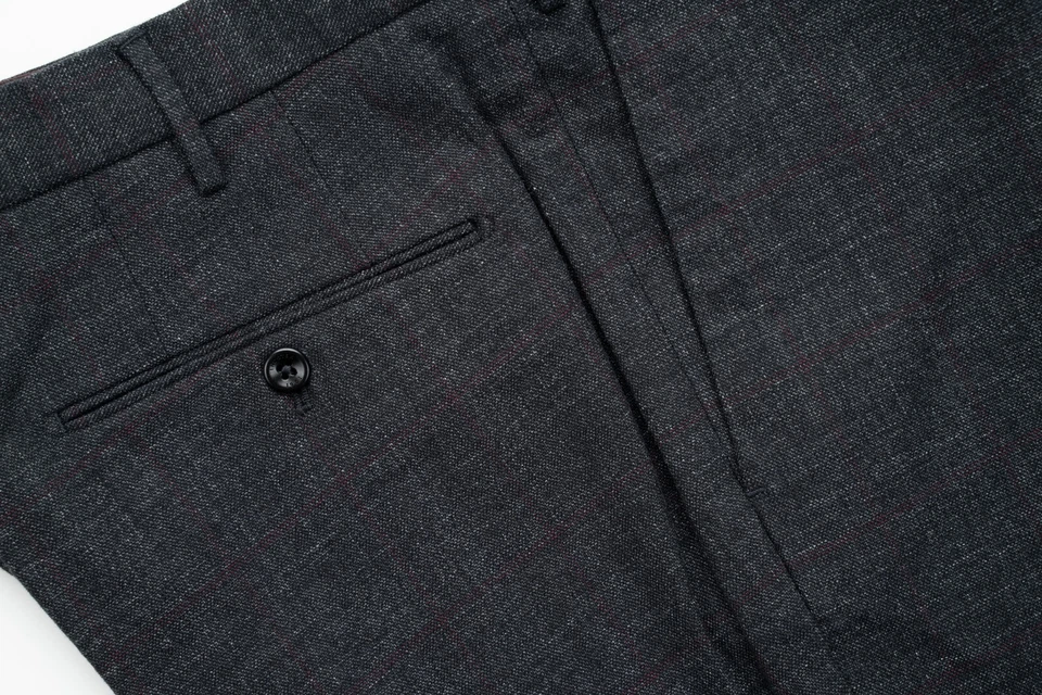 Pantalones de vestir grises INCOTEX pantalones algodón ventana calce ajustado frente plano 38 (EU 54) Foto 2 de 4