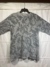 VTG Croft & Barrow Silk Angora Blend Sweater Jacquard Swirl Pattern Large Soft