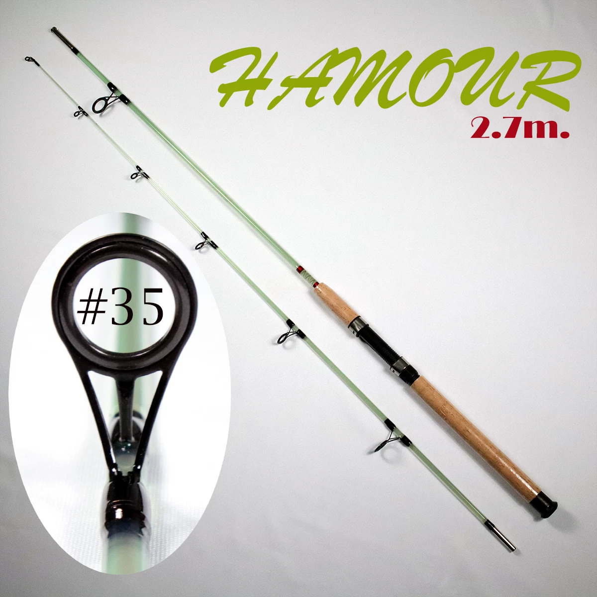 HAMOUR M 8'10 transparent Solid Fiberglass Fishing Rod 2 section