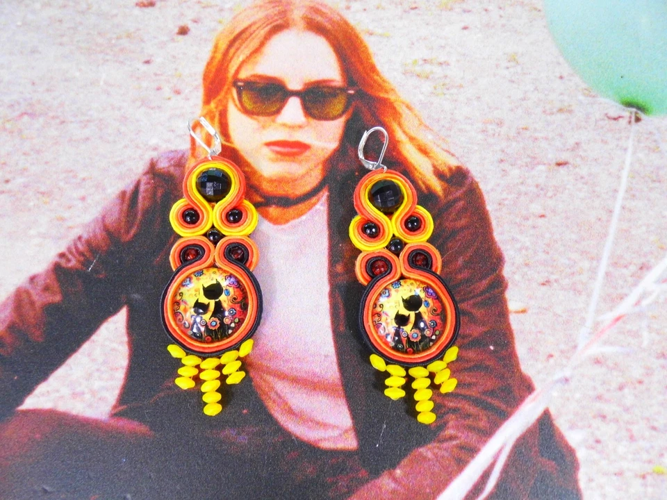 Ohrringe Technik soutache Kunsthandwerk , - Bild 2 von 4