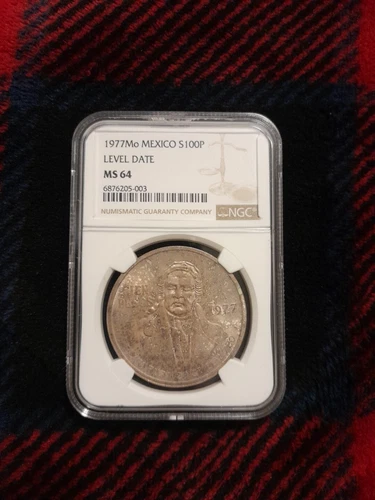 mexico moneda 100 pesos morelos 1977 MS 64 NGC# 6876205-003 20 Grams .720 Silver