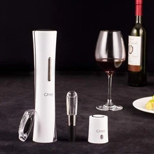 CHEER Electric Cordless Automatic Wine Corkscrew Foil Cutter Pourer and Stopper