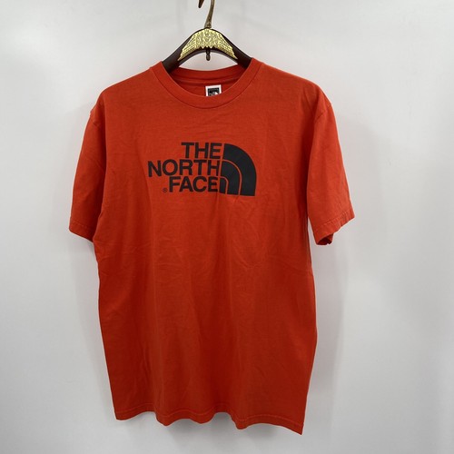 NORTH FACE Mens Small Orange Grey Logo 