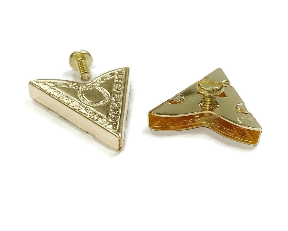 Par de puntas de cuello blusa camisa country occidental floral herradura latón dorado 2358 Foto 3 de 4