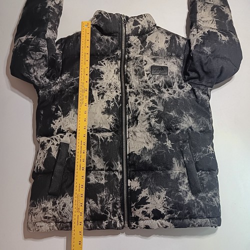 RARE PRPS Down Puffer Jacket Acid Wash Black White Denim Size M - Picture 19 of 21