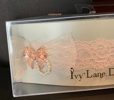 Wedding Garter pink lace with rose gold bow, pearls  crystals