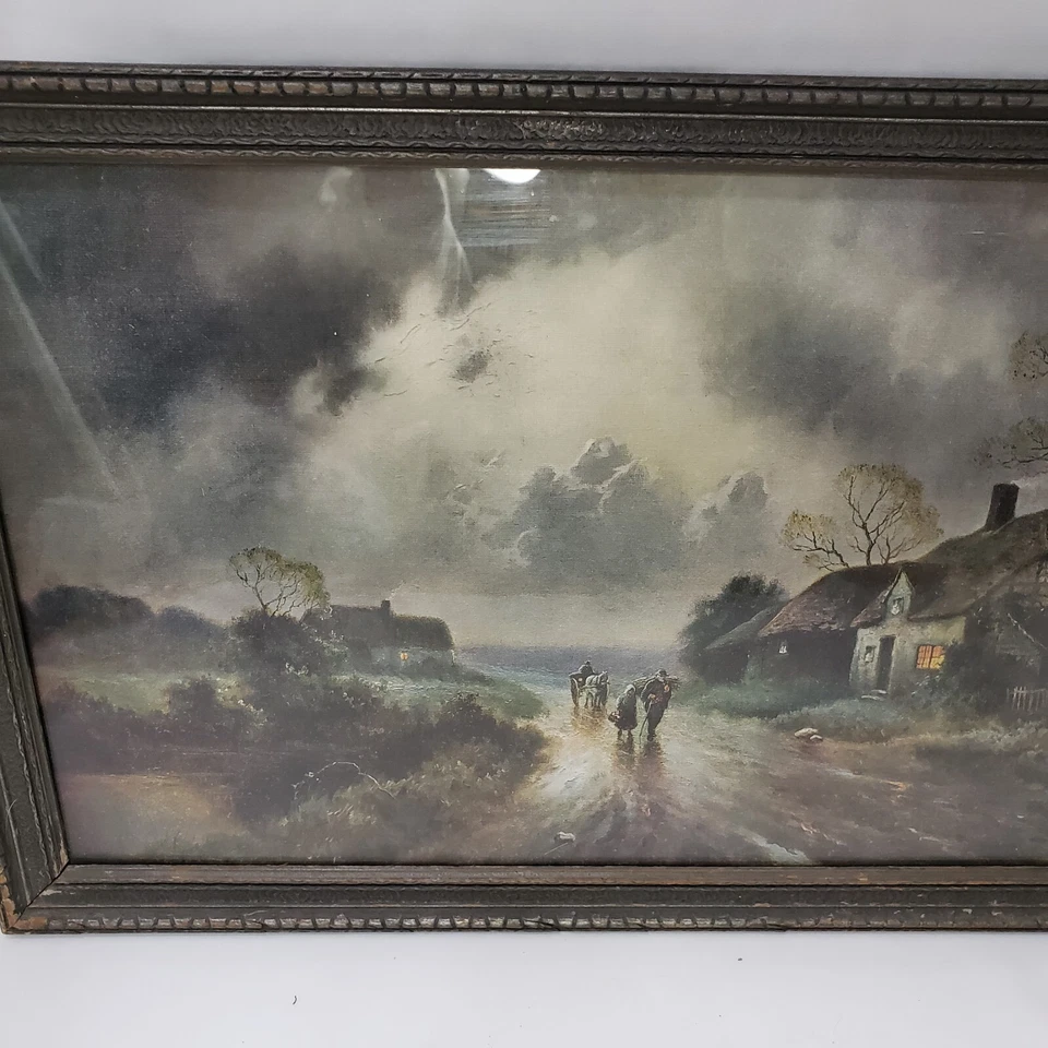 Framed Gozzard Print English Countryside Cottage Rainy Day Couple Landscape Art - Image 4 of 4
