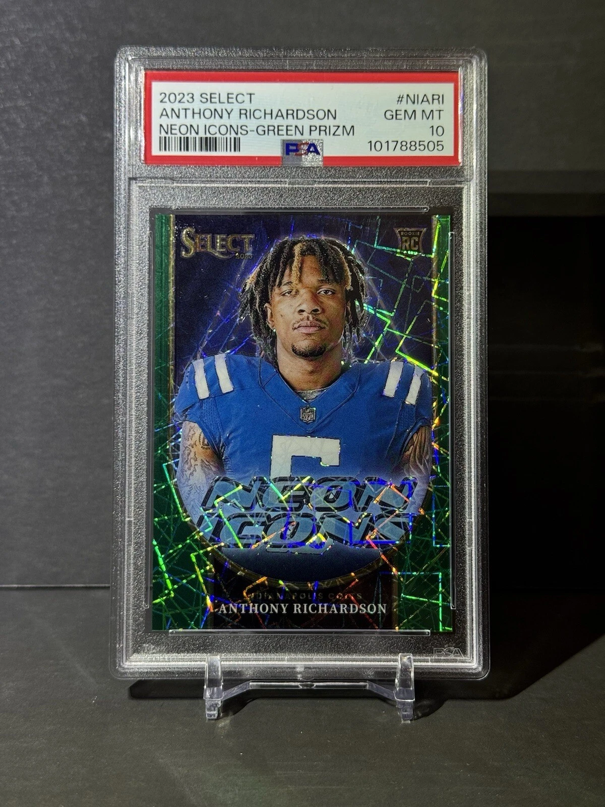 Anthony Richardson Panini Select Neon Icons #NIARI Green Prizm