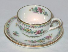 DISCONTINUED COALPORT MING ROSE GOLD TRIM MINI / MINIATURE CUP  SAUCER SET NEW
