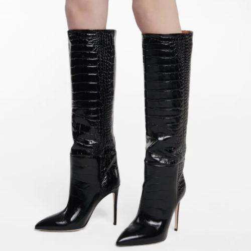 43 42 spitze Zehenpartie Damenmode kniehohe Stiefel Stilettos Pumps Okzident Party - Bild 3 von 15