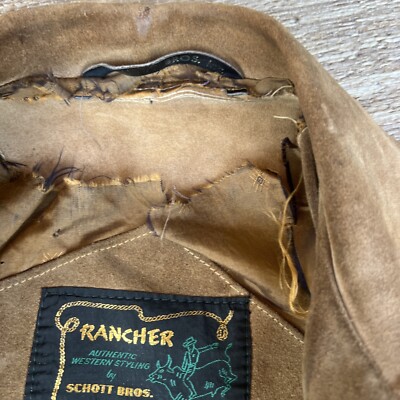 ム*ン様 vintage schott suede leather tracke Vintage Schott Roughout Suede Rancher Jacket Size 42 Western