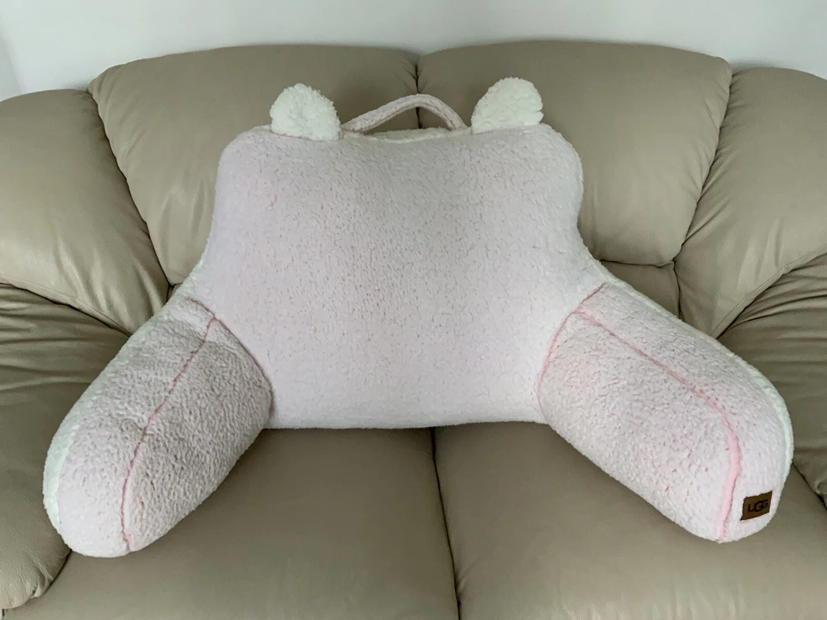 UGG Casey Frosted Sherpa Pink White Plush Fleece Backrest Pillow