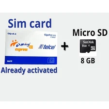 Telcel Mexico  CHIP TOTALMENTE ACTIVADO + MICRO SD GB, .LADA 33.