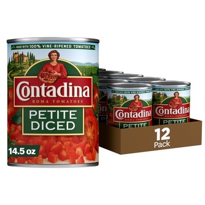 CONTADINA Petite Cut Diced Tomatoes, 12 Pack, 14.5 Ounce (Pack of 12), Red 